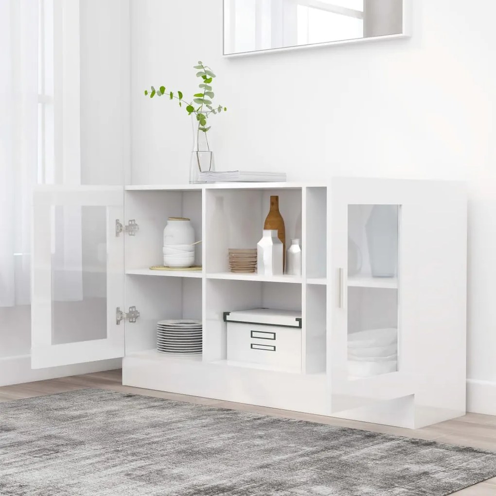 Aparador Vitrine Real de 120 cm - Branco Brilhante - Design Moderno