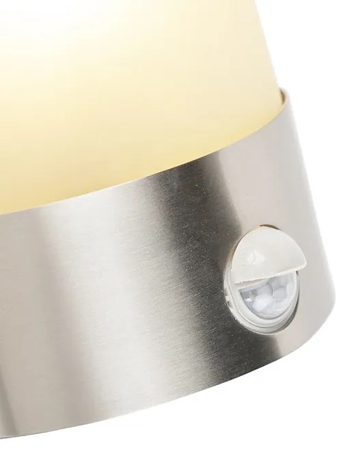 Candeeiro de parede exterior moderno em aço inoxidável com sensor de movimento IP44 - Mira Moderno