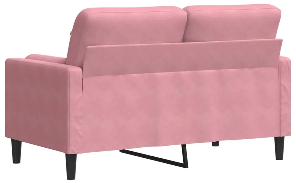 Sofá 2 lug. c/ almofadas decorativas 120 cm veludo rosa
