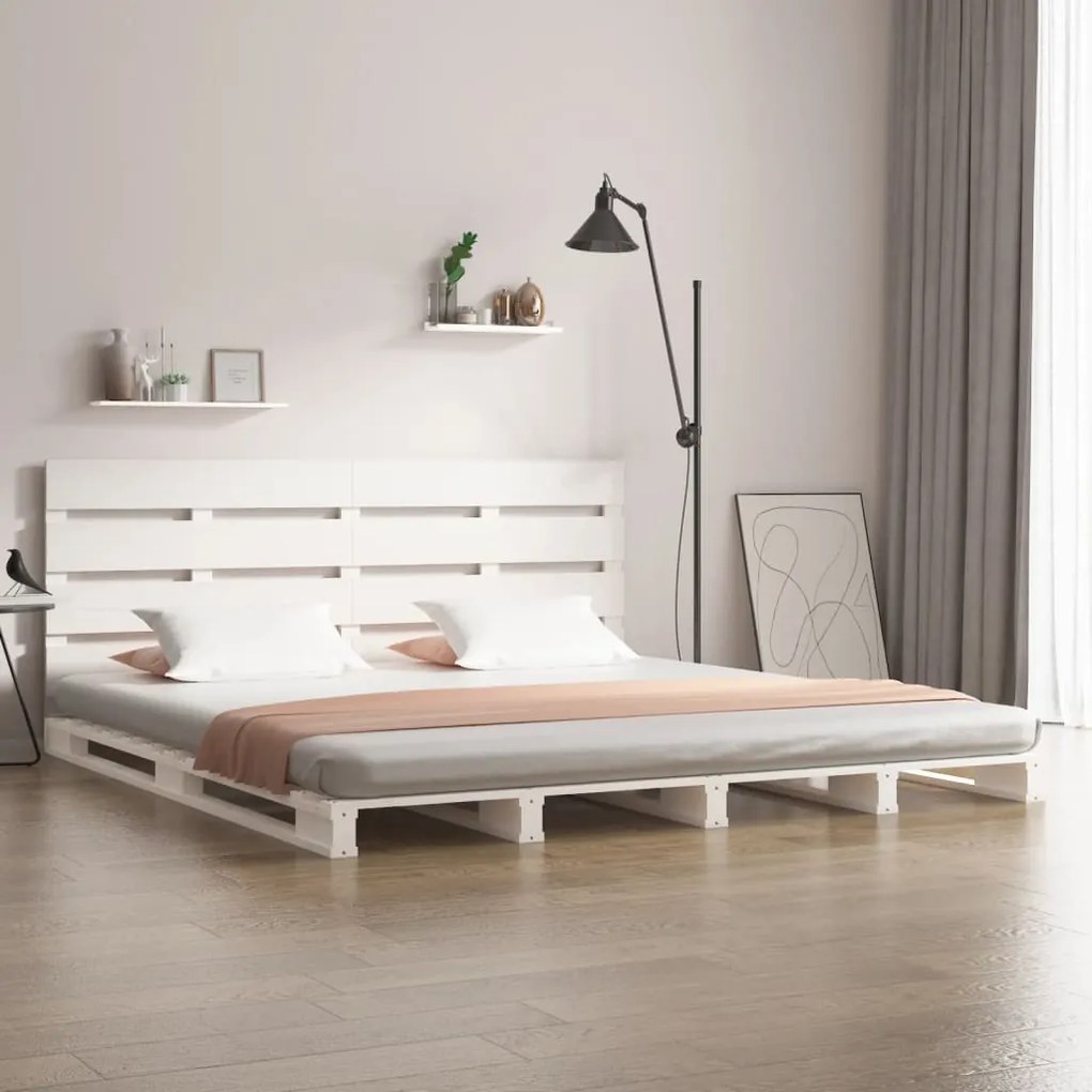 Cama sem colchão 180x200 cm madeira de pinho maciça branco