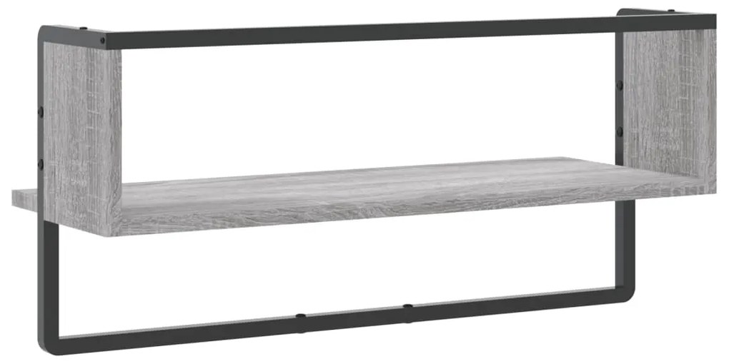 Prateleira de parede com barra 65x25x30 cm cinzento sonoma