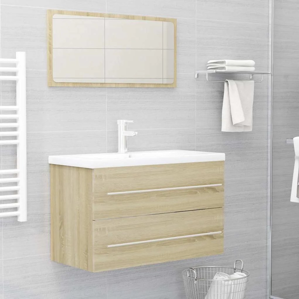 vidaXL 2 pcs conj. móveis casa de banho contrapl. cor carvalho sonoma