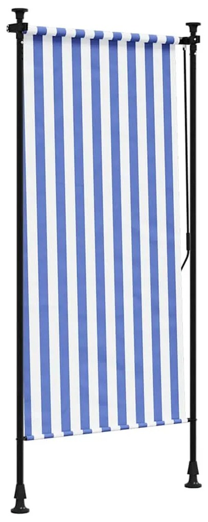 Estore de rolo para exterior 100x270cm tecido/aço azul e branco