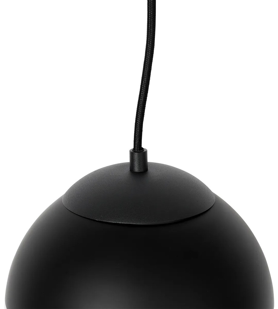 Candeeiro de suspensão retro preto com vidro transparente 20 cm - Eclipse Retro