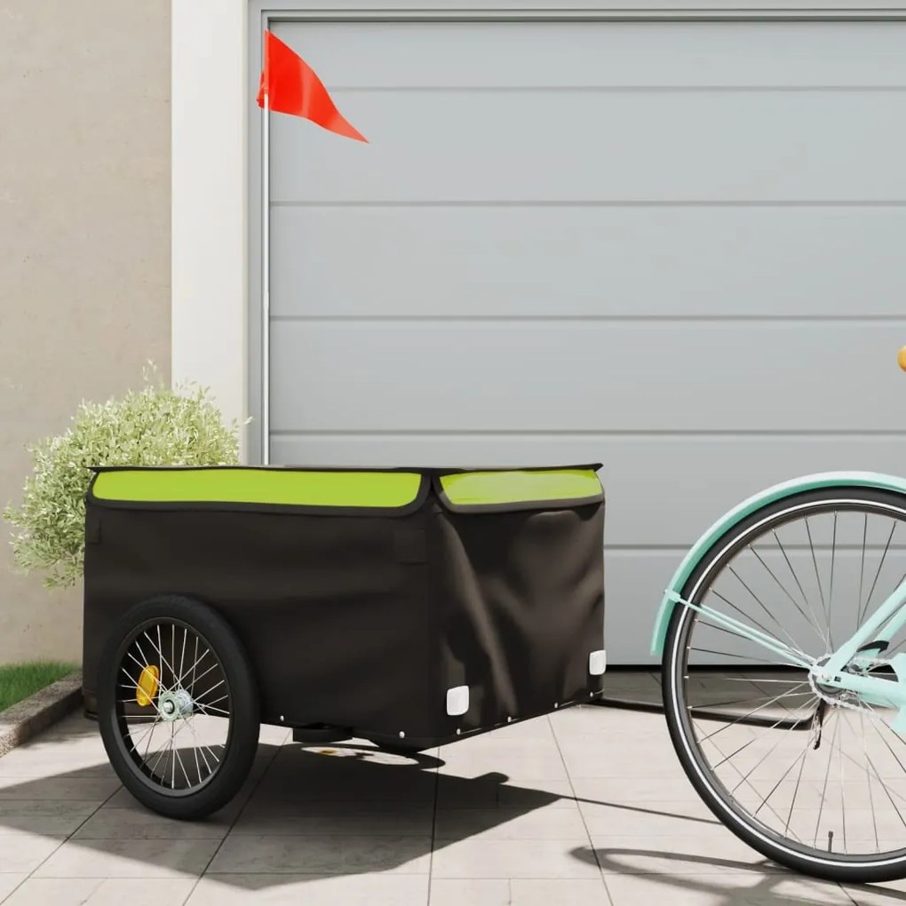 Reboque para bicicleta 45 kg ferro preto e verde