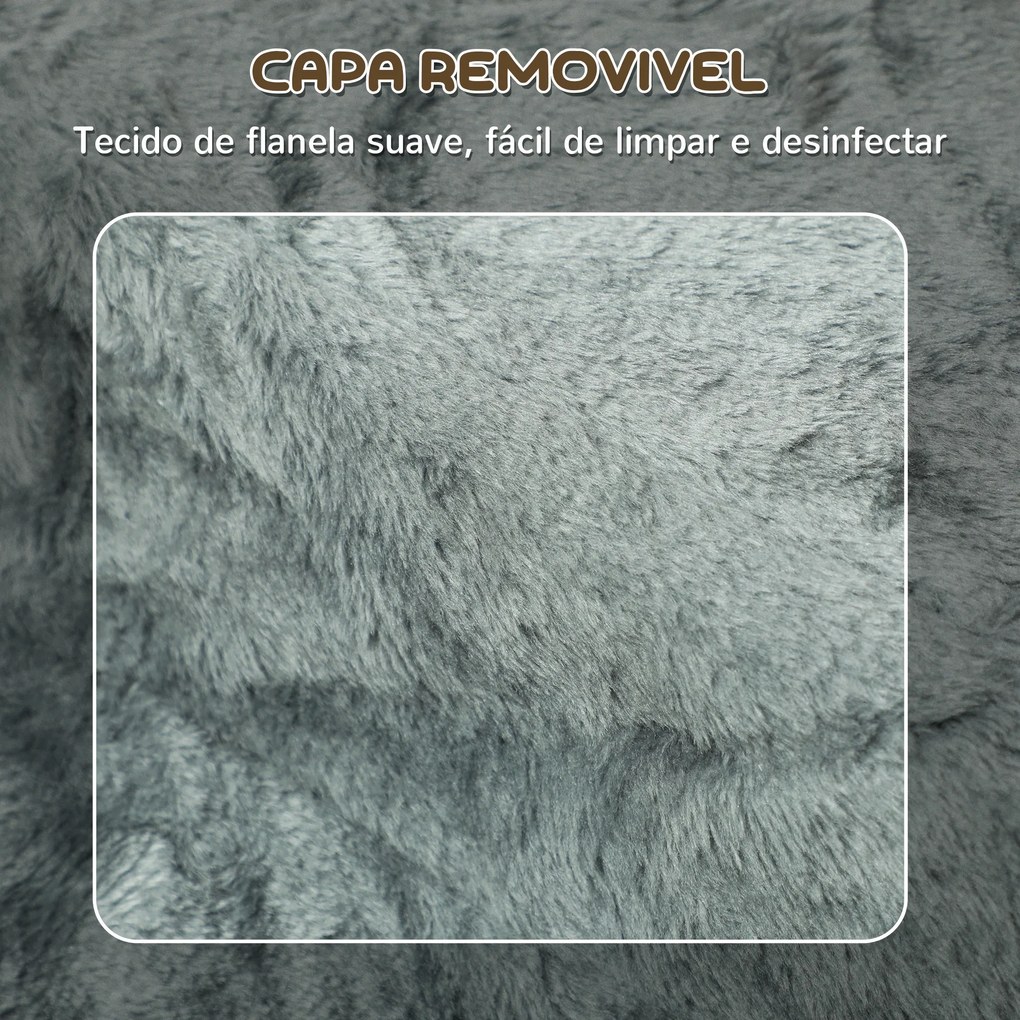 Escada para Animais de Estimação com 3 Degraus 2 em 1 com Capa Removível e Lavável Escada para Cães Gatos 35x46x35 cm Cinza