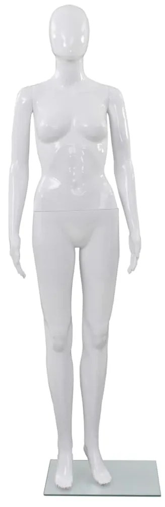 Manequim feminino completo base em vidro 175cm branco brilhante