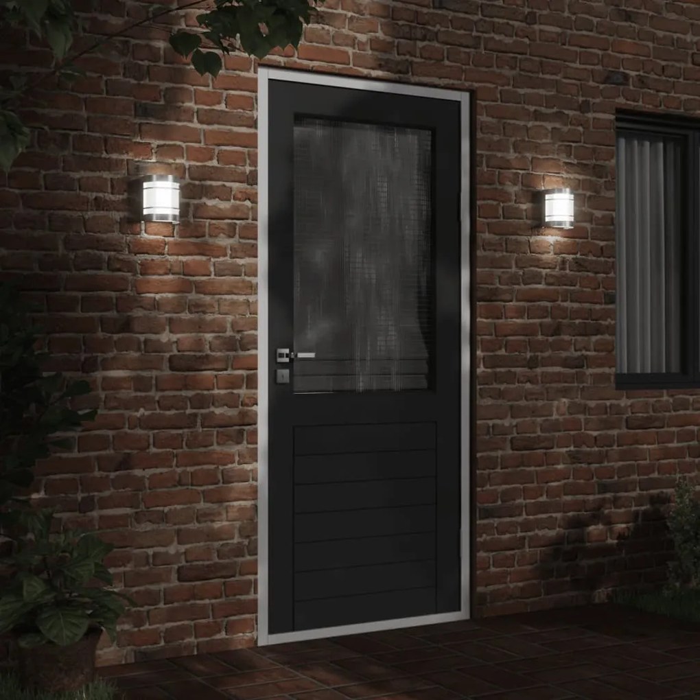 Candeeiros de parede p/ exterior 2 pcs aço inoxidável prateado