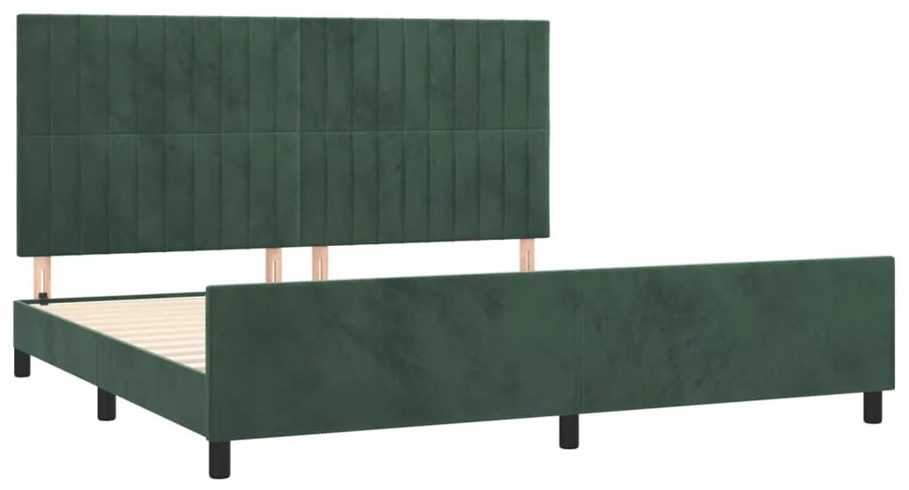 Estrutura de cama sem colchão 200x200 cm veludo verde-escuro