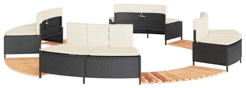 vidaXL Contorno de banheira vime PE e madeira de acácia maciça preto