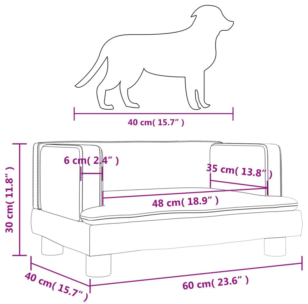 Cama para cães 60x40x30 cm couro artificial cor creme