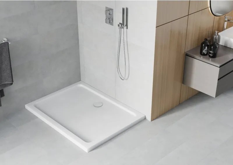 Mexen Flat base de chuveiro retangular slim 110 x 100 cm, branco, sifão cromado - 40101011
