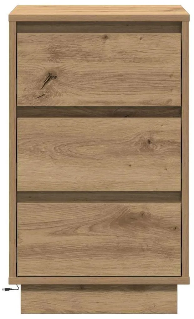 Armário de Cabeceira com LED Carvalho Artesanal 39 x 34.5 x 65 cm Made