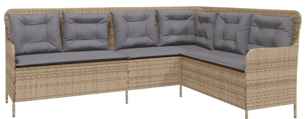 2 pcs conjunto de sofás p/ jardim com almofadões vime PE bege