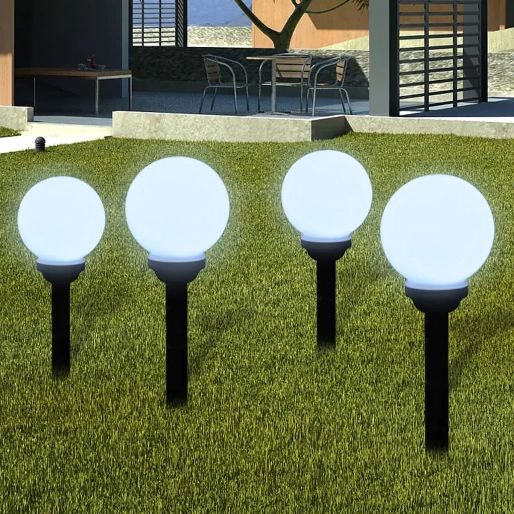 40863 vidaXL Candeeiros de exterior 4 pcs LED 15 cm com estacas de enterrar