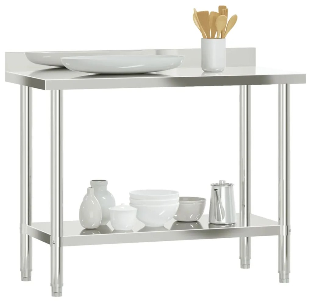 Mesa cozinha rebordo antissalpicos 110x55x93 cm aço inoxidável