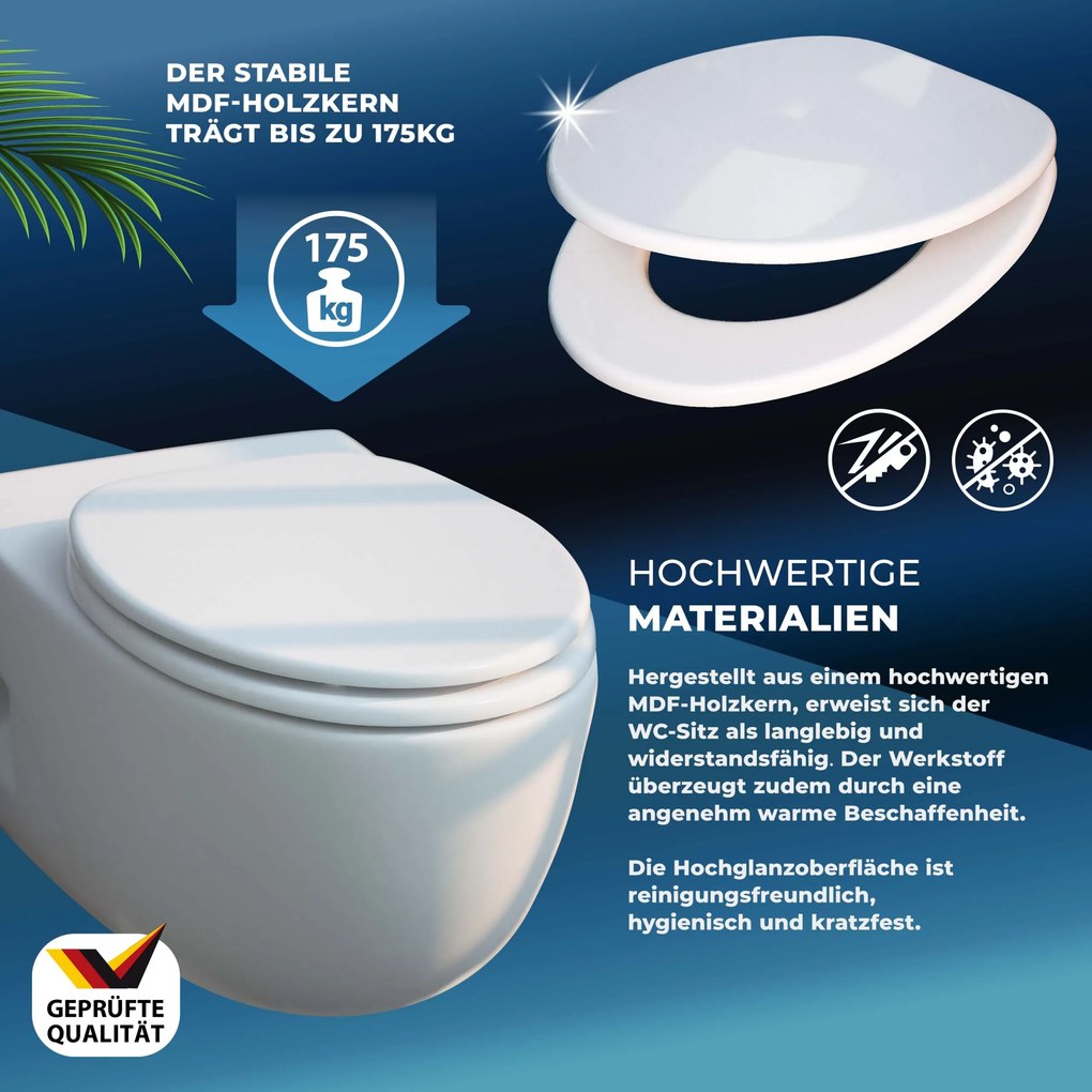 Assento sanitário com descida automática 45,7 x 38 cm Branco