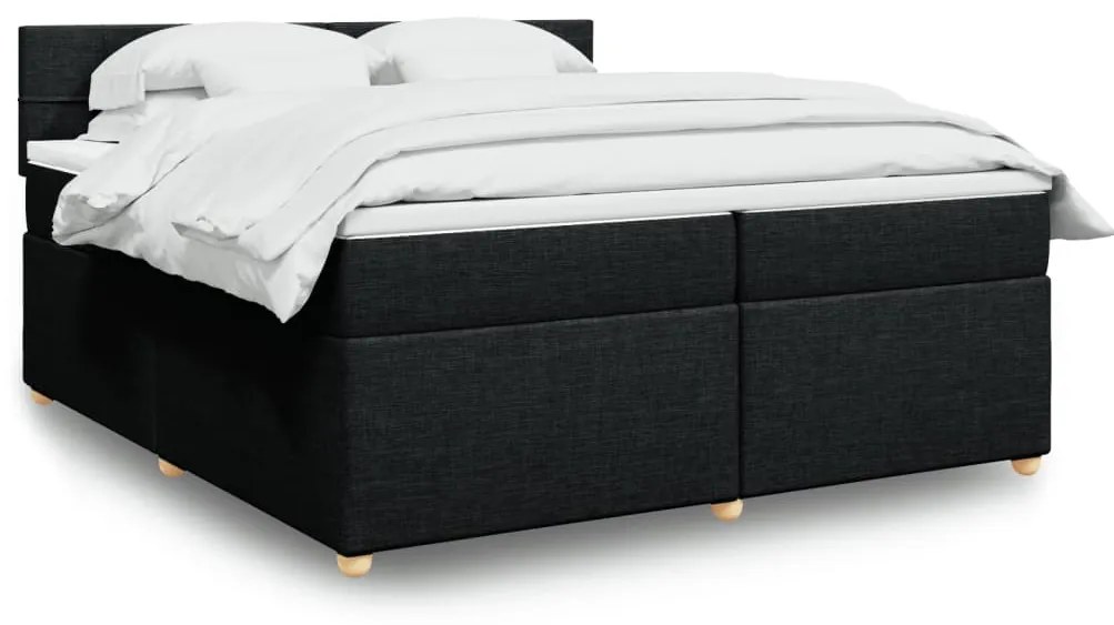 Cama com molas/colchão 200x200 cm tecido preto