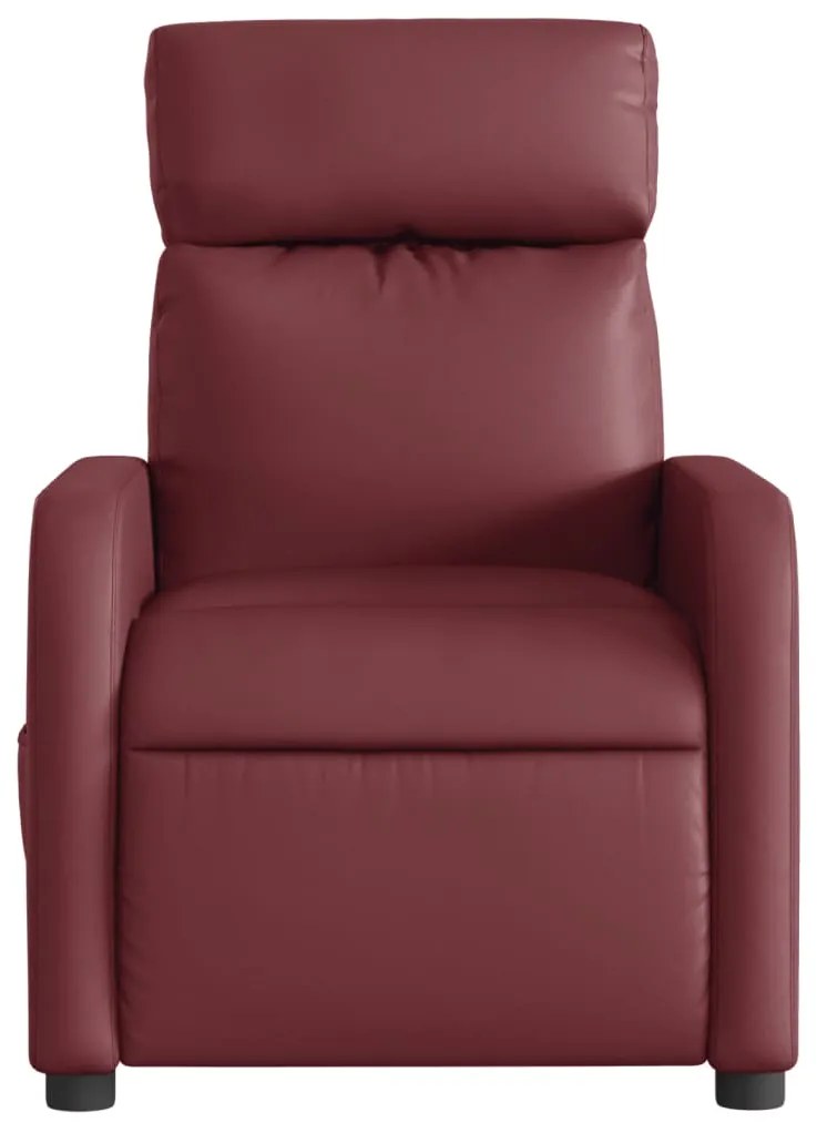 Poltrona reclinável elétrica couro artificial vermelho tinto