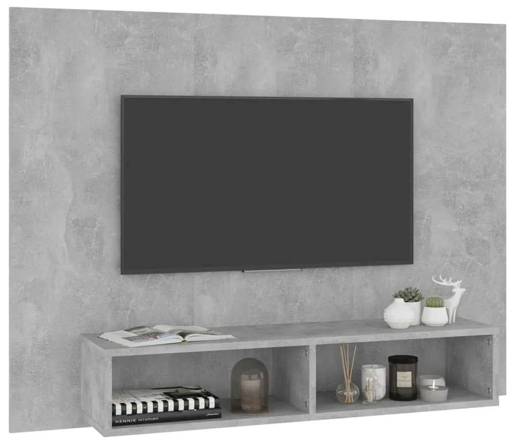 Armário parede p/ TV 120x23,5x90cm deriv. madeira cinza cimento