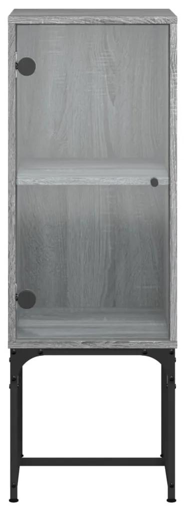 Armário de apoio c/ porta de vidro 35x37x100 cm cinza sonoma