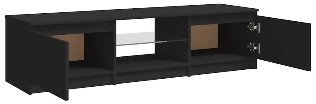 Móvel de TV com luzes LED 140x40x35,5 cm preto