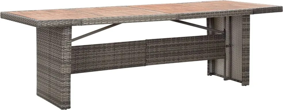 vidaXL Mesa de jardim 240x90x74 cm vime PE e madeira acácia maciça