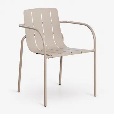 Pack De 4 Cadeiras De Jardim Empilháveis Com Braços Em Aço Isoria Moka Brown - Sklum