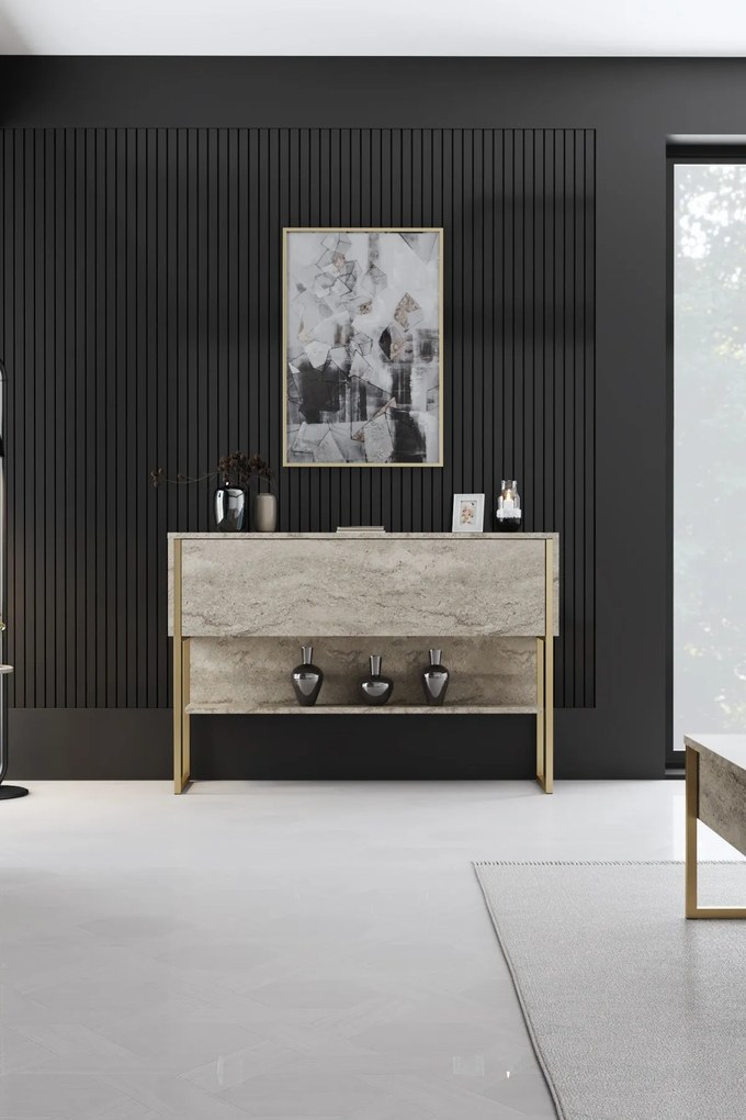 Cômoda Luxe – Travertine Gold – 120 cm x 80 cm x 30 cm