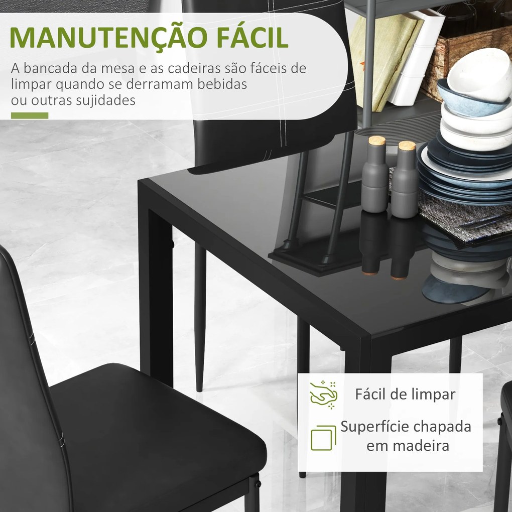 Conjunto de Refeição Mesa e 4 Cadeiras Conjunto de 5 Peças de Móveis d