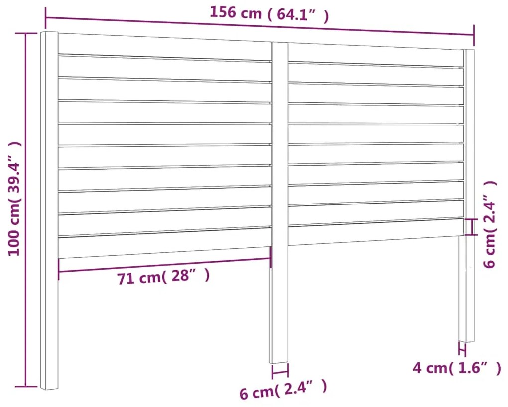 Cabeceira de cama 156x4x100 cm pinho maciço