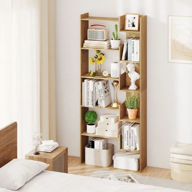 Estante para livros de 6 prateleiras 69 x 22 x 163 cm decorativa para arrumação Natural
