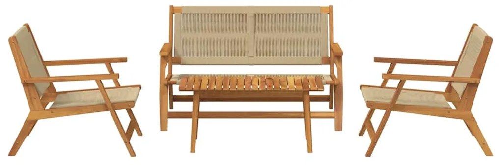 Conjunto de Cadeiras com Mesa de 4 - Madeira de Acácia Bege