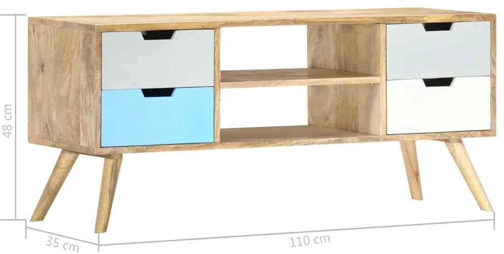 Móvel de TV 110x35x48 cm madeira de mangueira maciça
