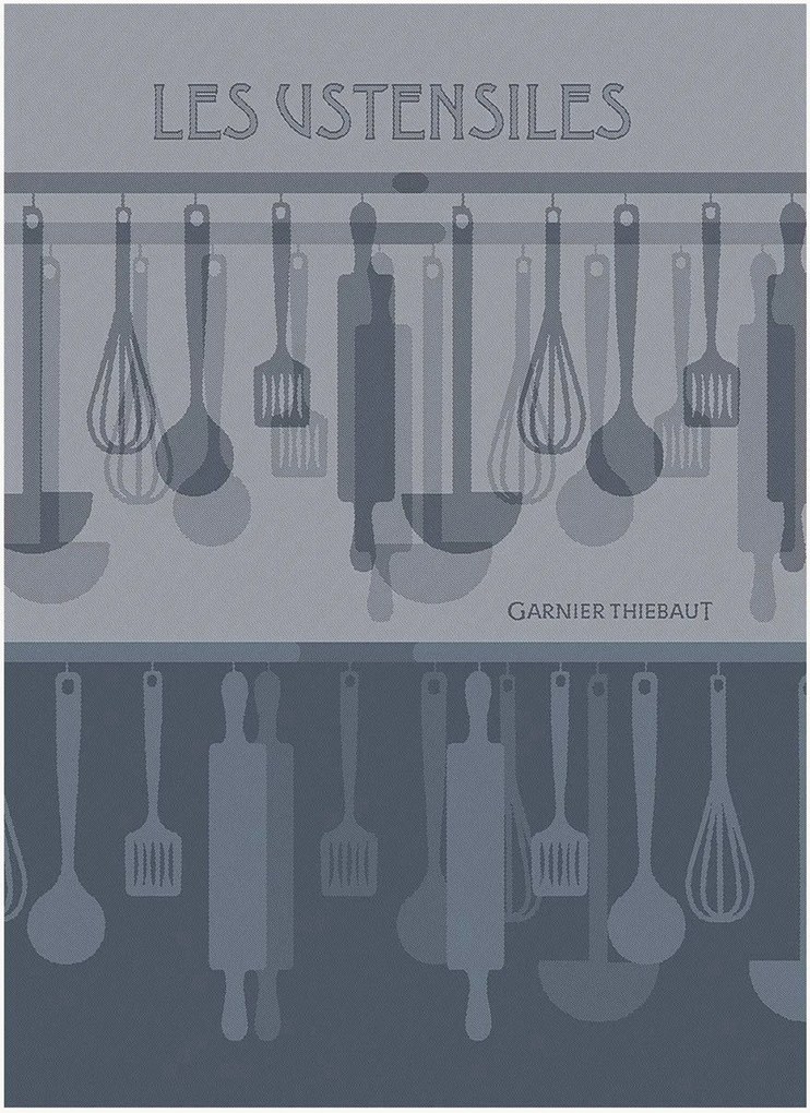 Panos de cozinha jacquard Les Ustensiles Denim, conjunto de 4