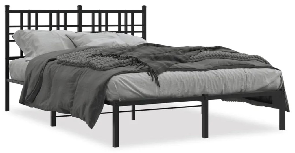 Estrutura de cama com cabeceira 140x190 cm metal preto