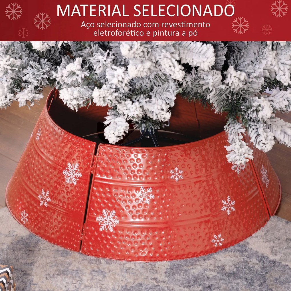 Saia Metálica Impermeável para Árvore de Natal 66x66x23 cm Vermelho