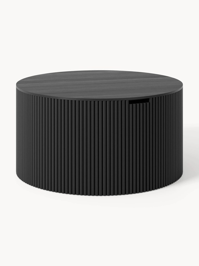 Mesa de centro redonda em madeira com arrumação Nele