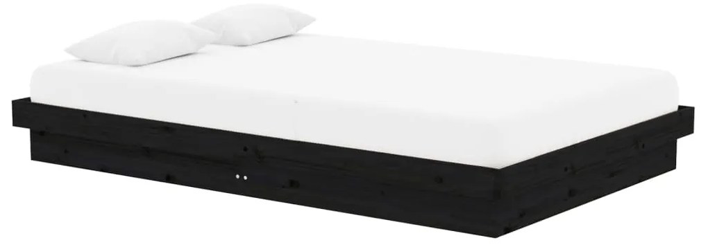 Estrutura cama pequena casal 120x190 cm pinho maciço preto