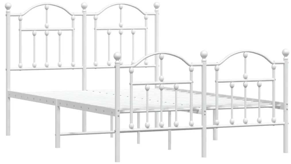 Estrutura de cama com cabeceira e pés 120x190 cm metal branco