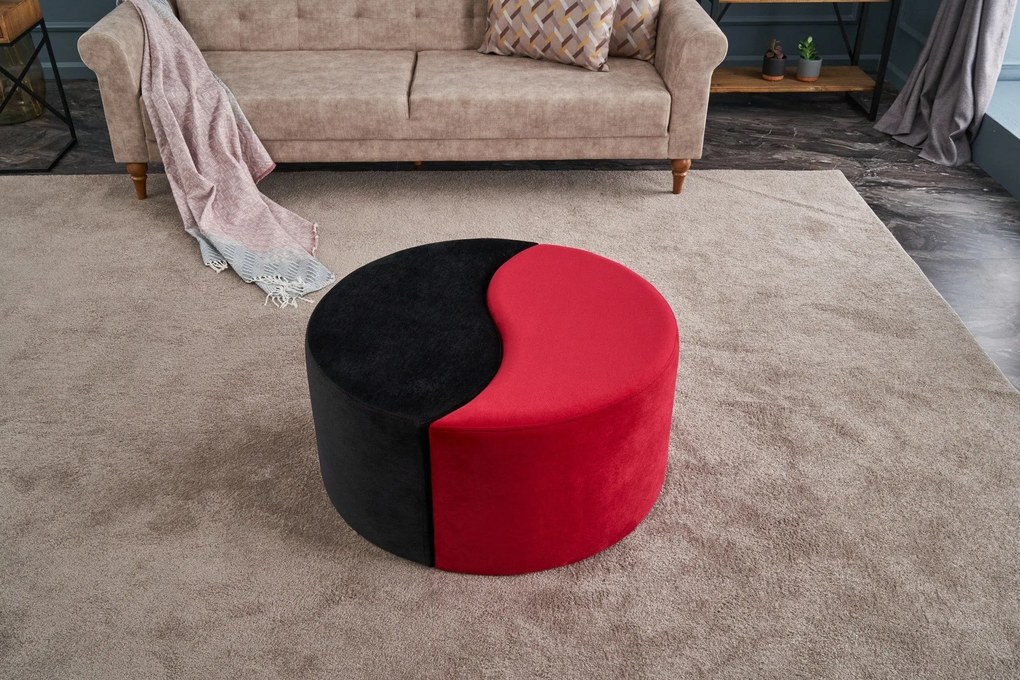 Pouffe Alis Puf – Preto e Vermelho – 80x40x80 cm