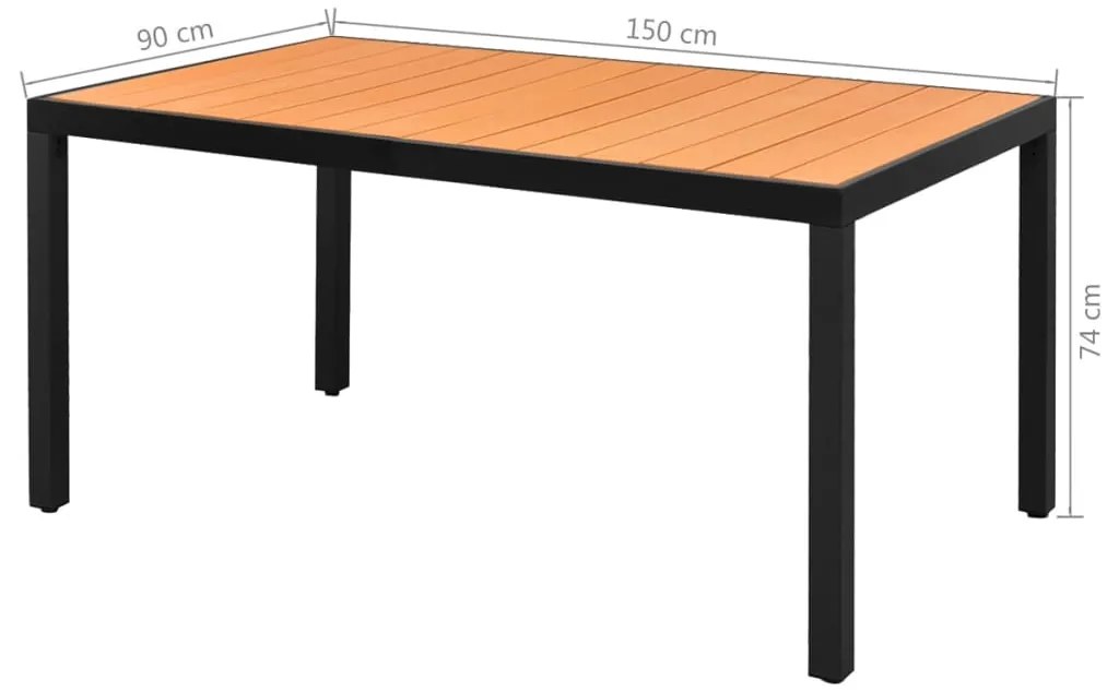 7 pcs conjunto de jantar p/ jardim vime de PVC preto e castanho