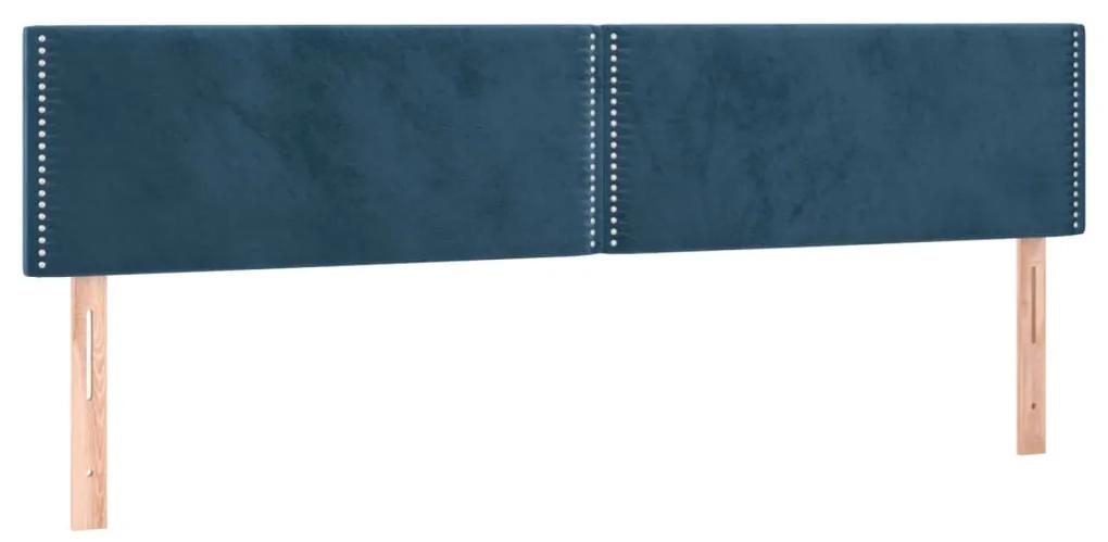 Cama box spring c/ colchão/LED 180x200 cm veludo azul-escuro
