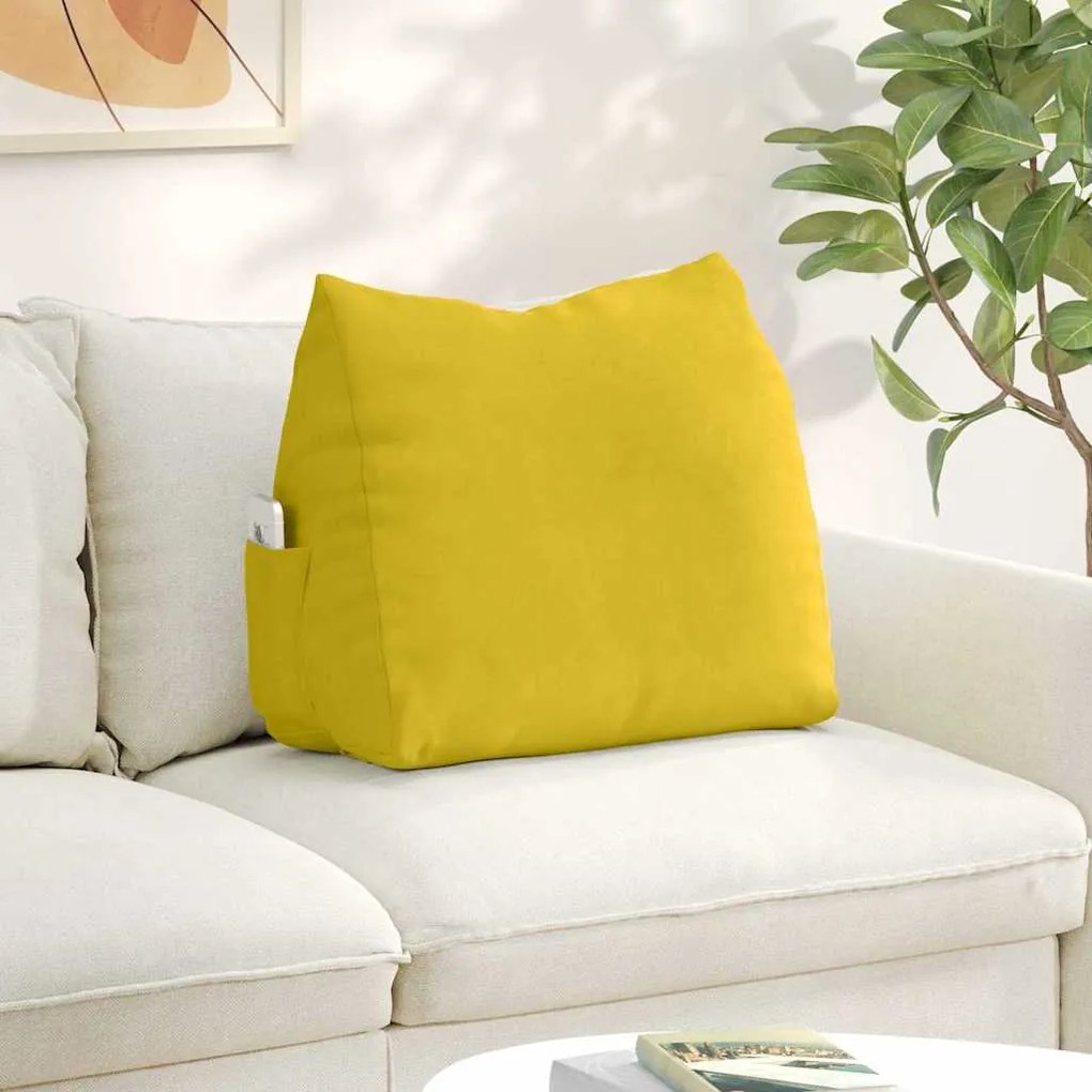 vidaXL Travesseiro para Costas Amarelo 60 x 20 x 50 cm