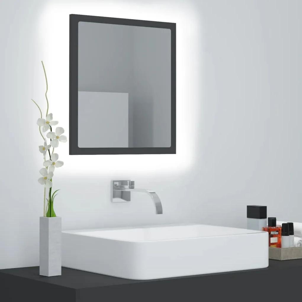 804910 vidaXL Espelho de casa de banho LED 40x8,5x37cm contraplacado cinzento