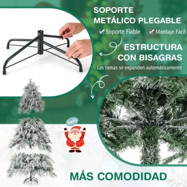 Árvore de Natal com neve de 192 cm com luzes LED brancas quentes Agulhas de pinheiro e folhas de salgueiro Decoração pré-iluminada Verde e Branco