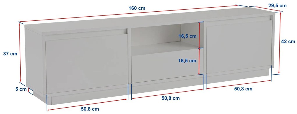 Móvel de TV "Vanguard" - 160x42x29,5 cm - Design Moderno - Pinho Atlân