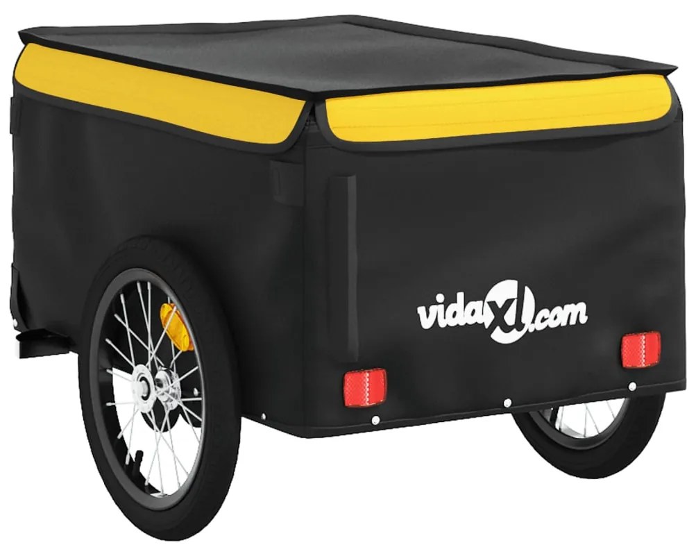 Reboque para bicicleta 45 kg ferro preto e amarelo