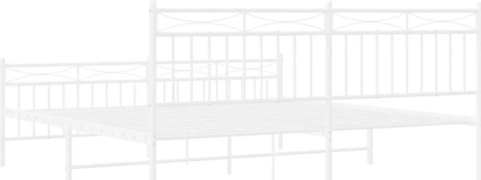 Estrutura de cama com cabeceira e pés 183x213 cm metal branco