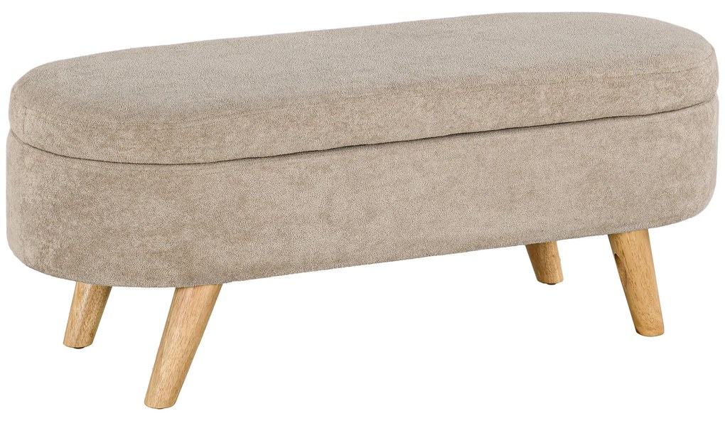 HOMCOM Banco para Pé de Cama Banco de Armazenamento com Pés de Madeira e Assento Acolchoado 110x40x43 cm Bege | Aosom Portugal